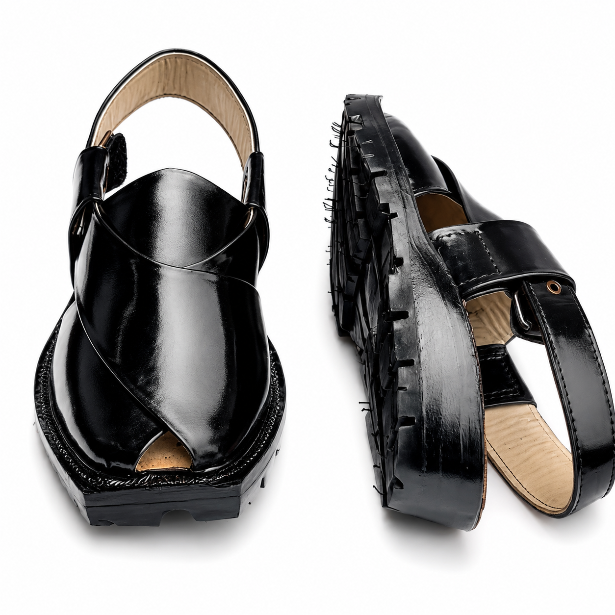 Double Sole Plain Norozi Sandal ( Black )