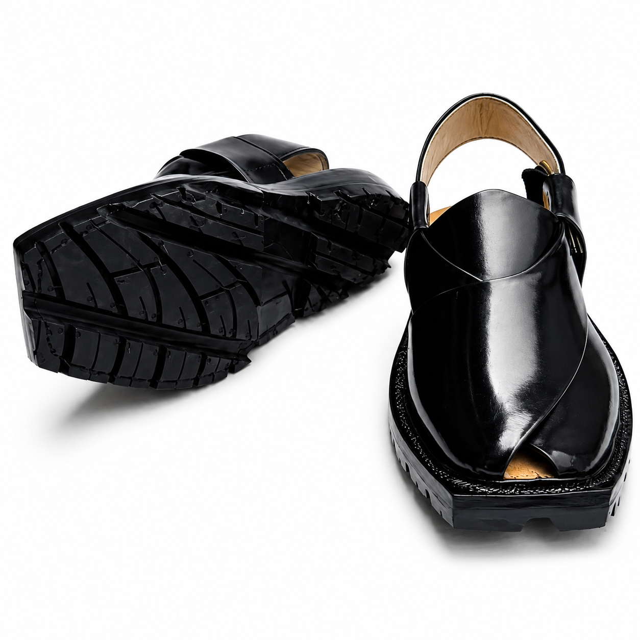 Double Sole Plain Norozi Sandal ( Black )