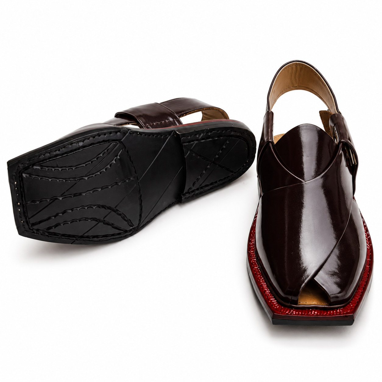 Single Sole Plain Norozi Sandal ( Brown )