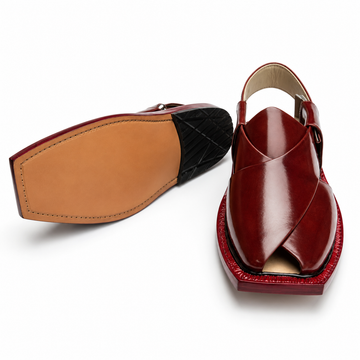 Single Leather Sole Plain Norozi Sandal ( Red )