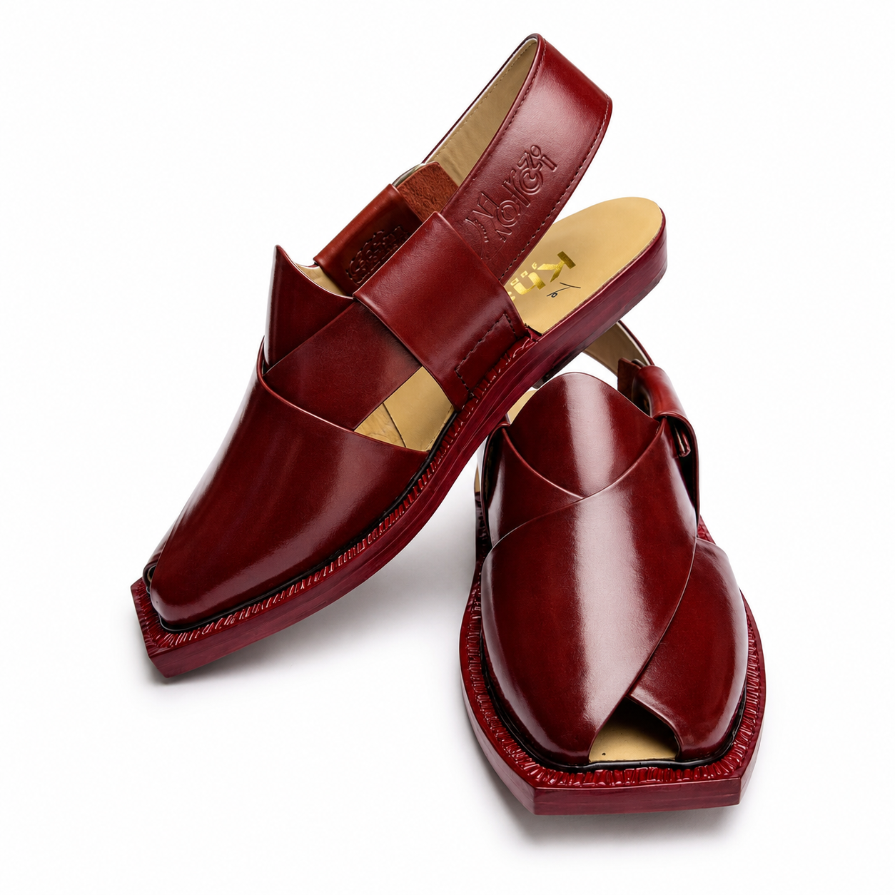 Single Leather Sole Plain Norozi Sandal ( Red )