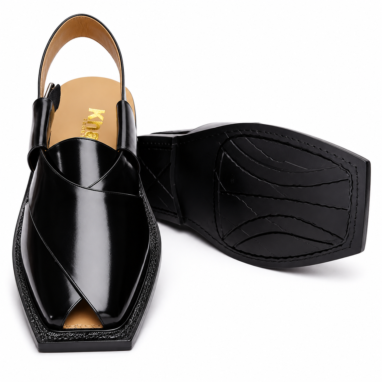 Single Sole Plain Norozi Sandal ( Black )