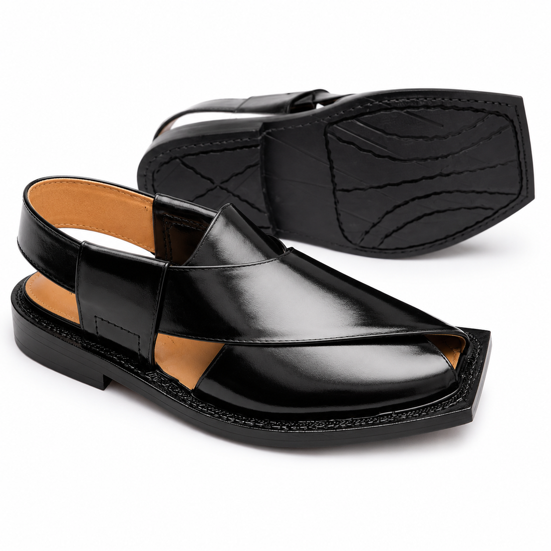 Single Sole Plain Norozi Sandal ( Black )