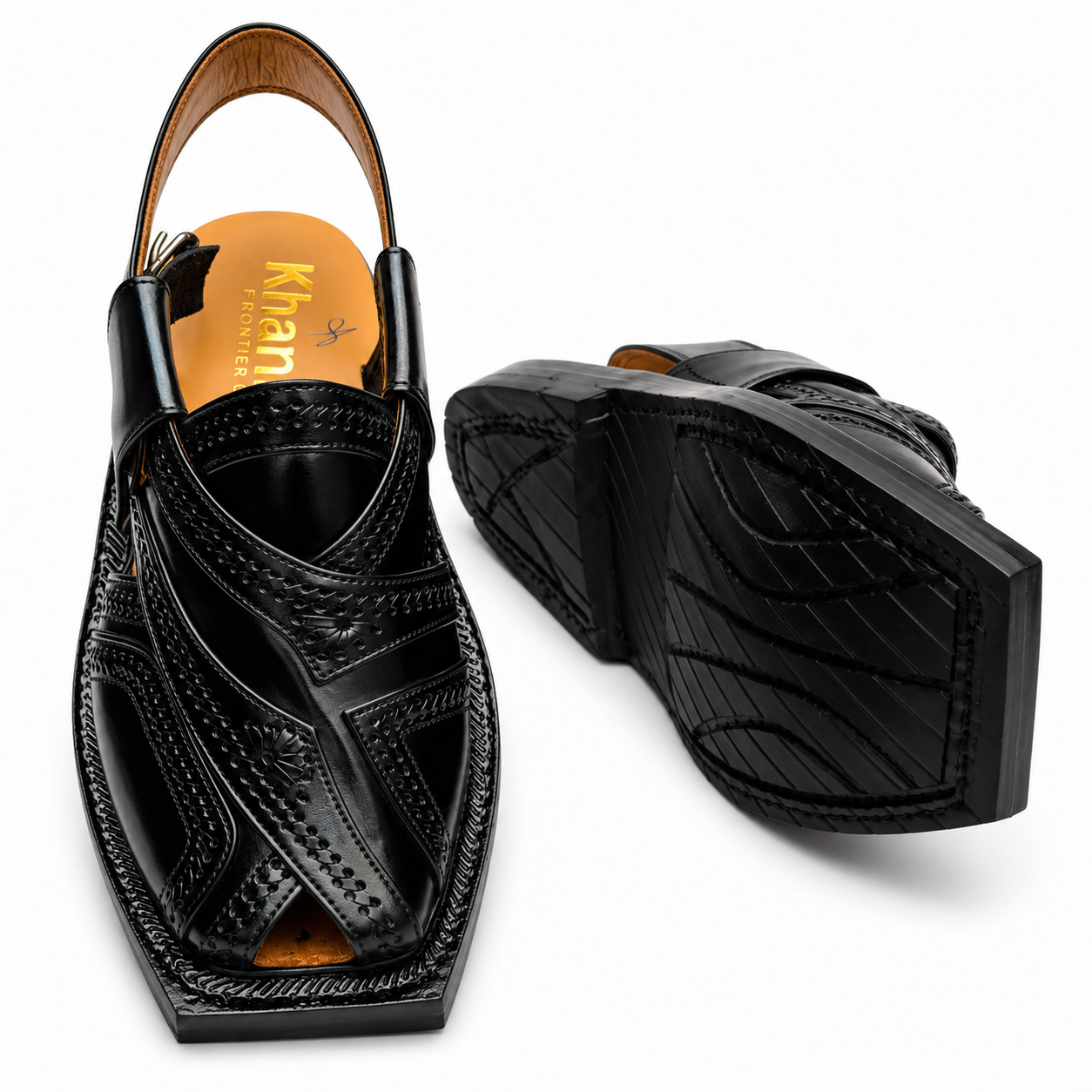 Single Leather Sole Markhor Sandal 2026 ( Black )