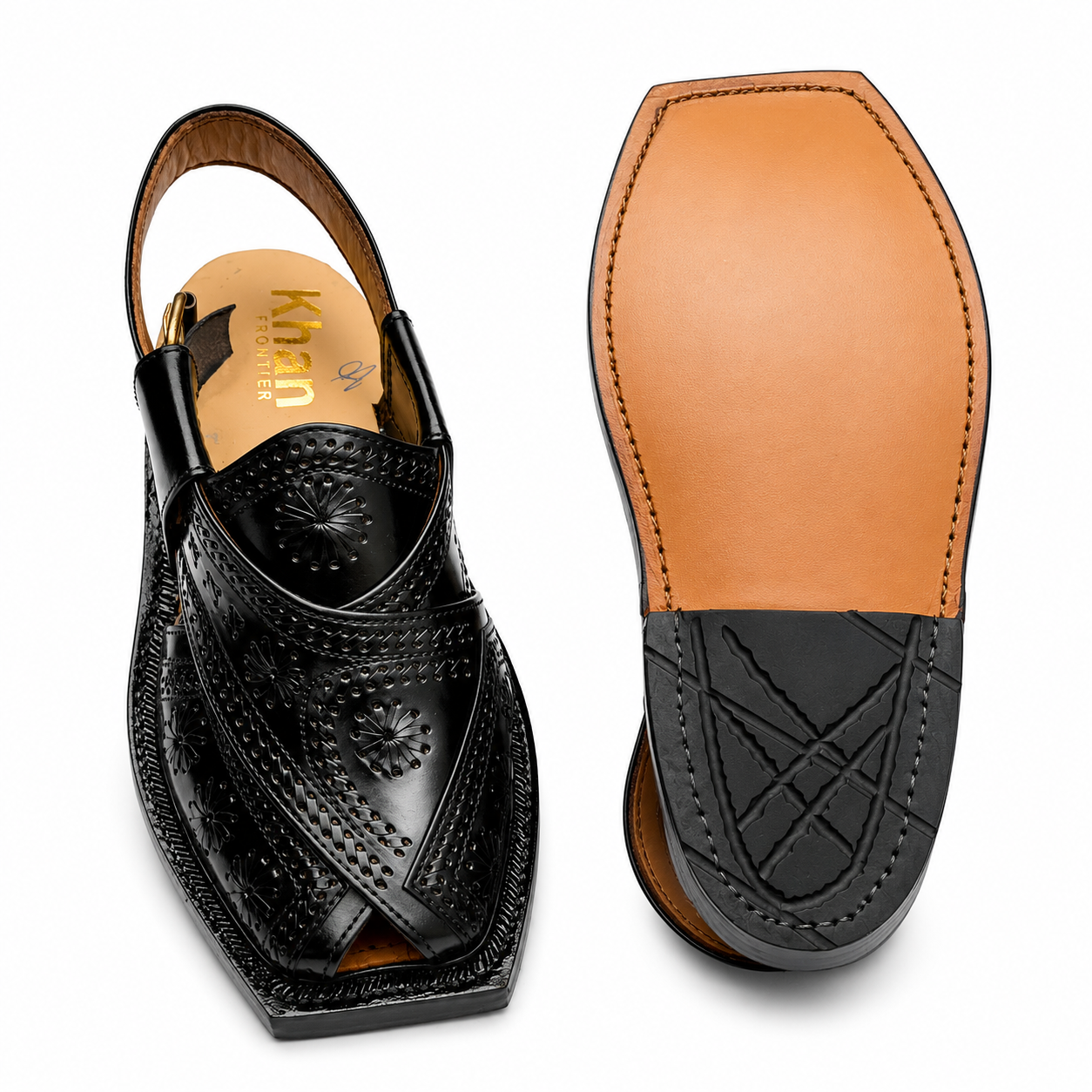 Single Leather Sole Markhor Sandal 2026 ( Black )