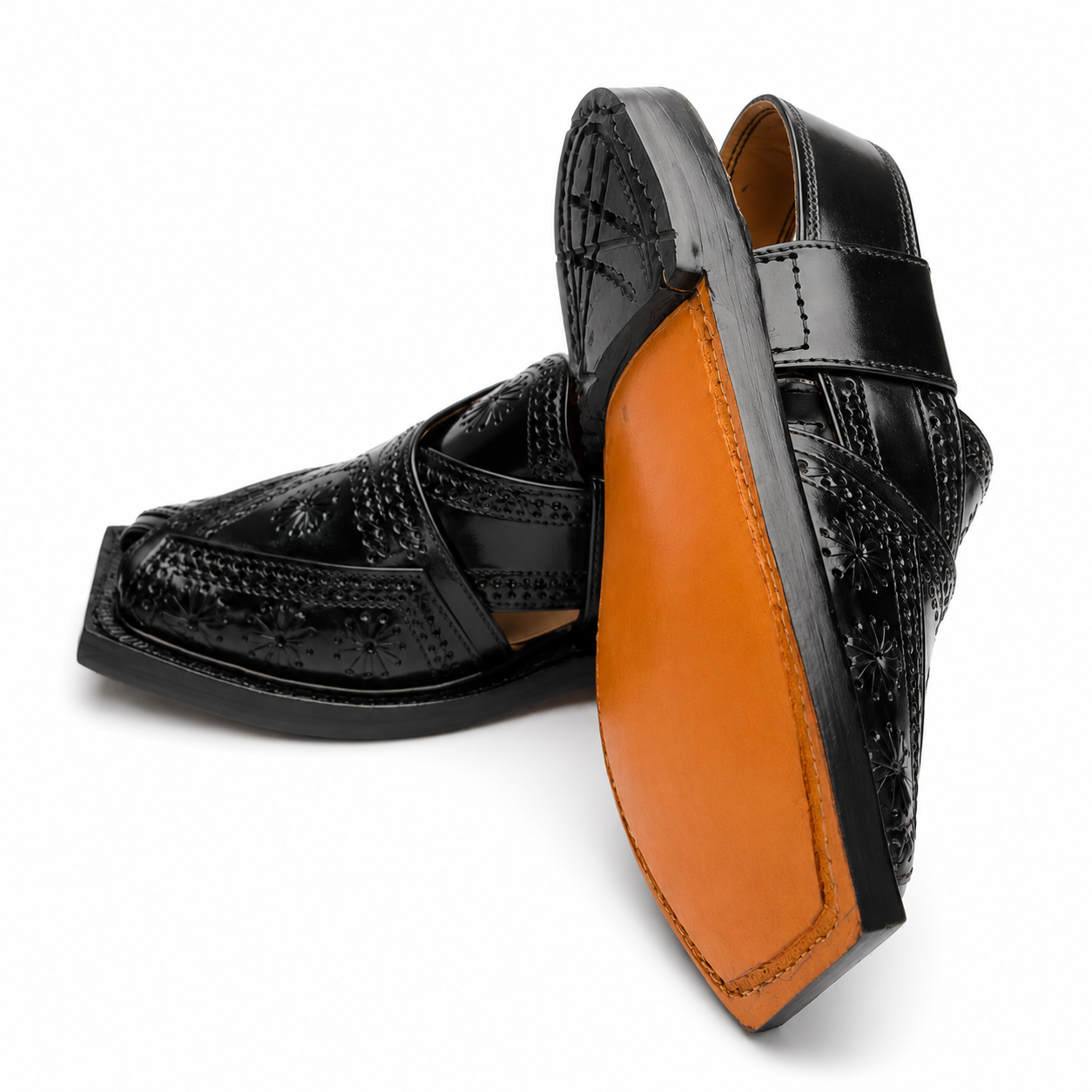 Single Leather Sole Markhor Sandal 2026 ( Black )