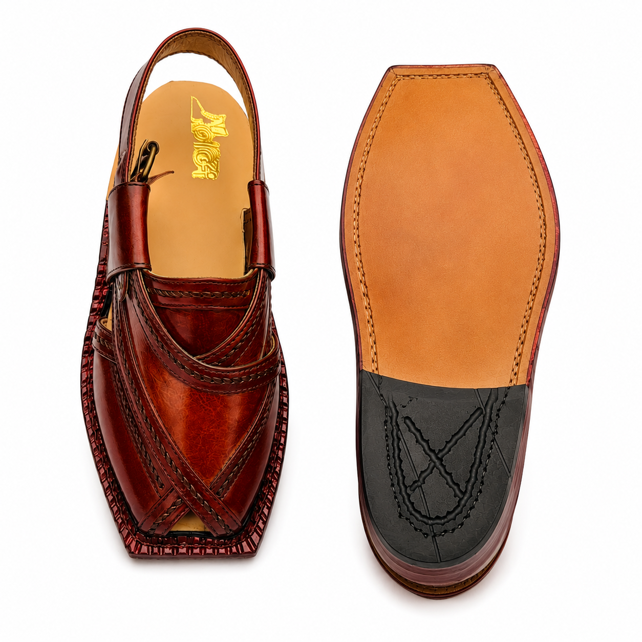 Single Leather Sole Markhor Sandal (Tiger)
